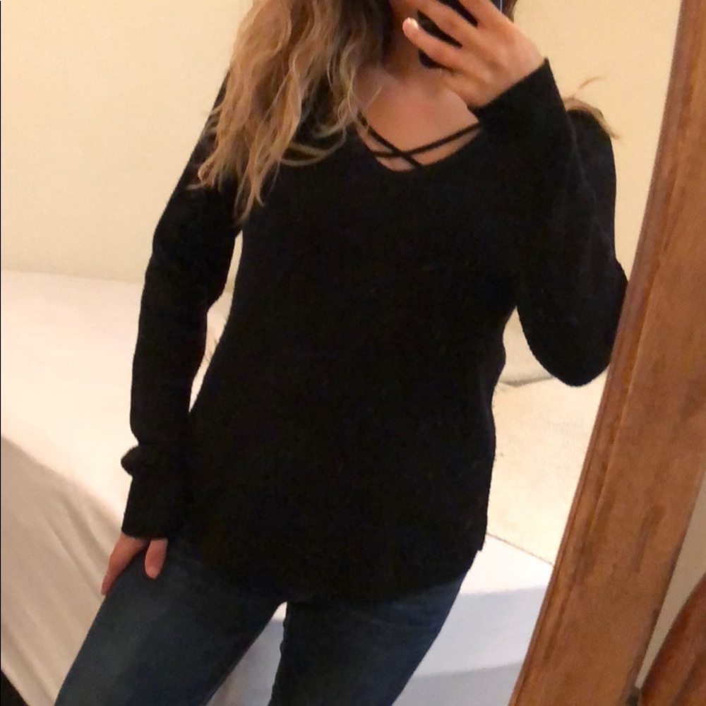 Black Knit Sweater (Criss Cross Detail)